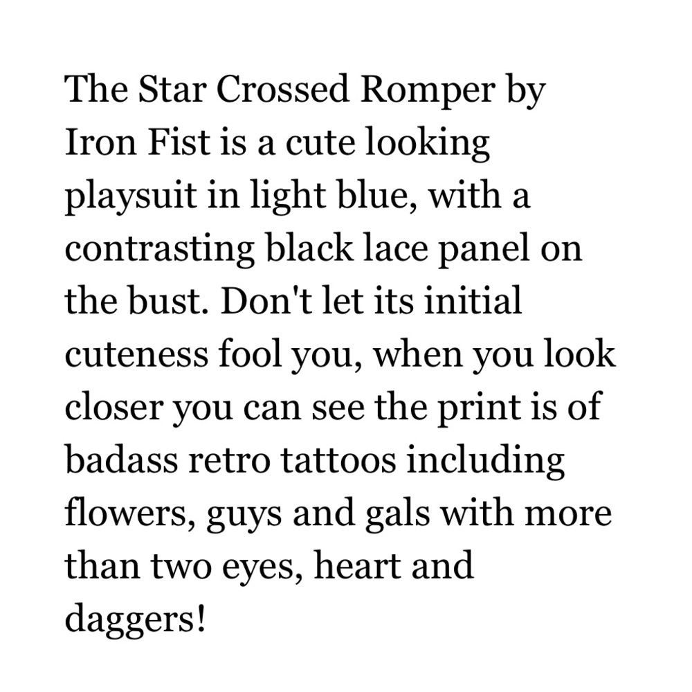 Iron Fist star crossed romper ( size small ) - Picture 12 of 17